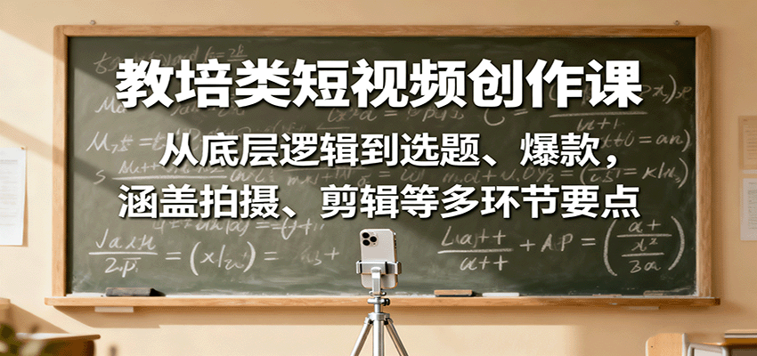 教培类短视频创作课：从底层逻辑到选题、爆款，涵盖拍摄、剪辑等多环节要点-吾爱自习网