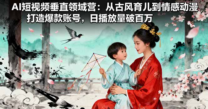 AI短视频垂直领域营：从古风育儿到情感动漫，打造爆款账号,日播放量破百万-吾爱自习网