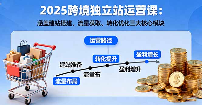 2025跨境独立站运营课：涵盖建站搭建、流量获取、转化优化三大核心模块-吾爱自习网