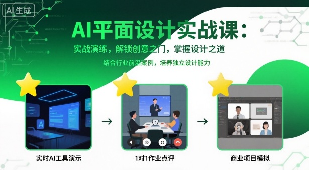 AI平面设计实战课，实战演练，解锁创意之门，掌握设计之道-吾爱自习网