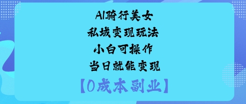 AI骑行美女私域变现玩法小白可操作当日就能变现-吾爱自习网