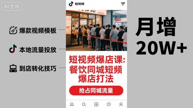 短视频爆店课，餐饮同城短视频爆店打法-吾爱自习网