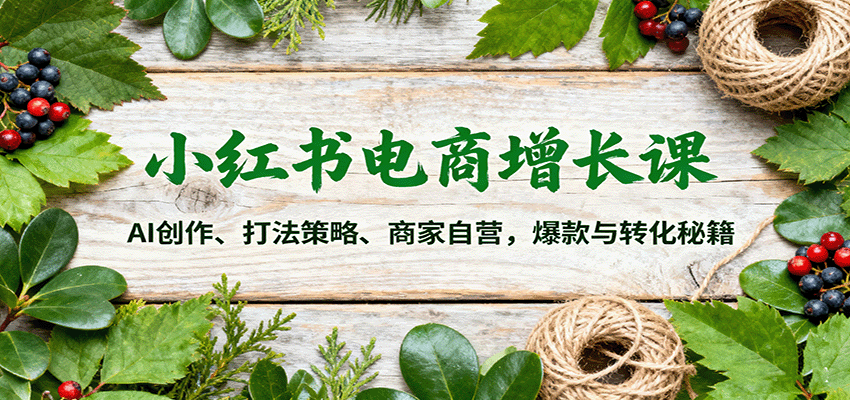 小红书电商增长课：AI创作、打法策略、商家自营，爆款与转化秘籍-吾爱自习网
