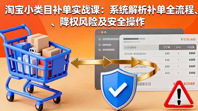 淘宝小类目补单实战课:系统解析补单全流程、降权风险及安全操作-吾爱自习网