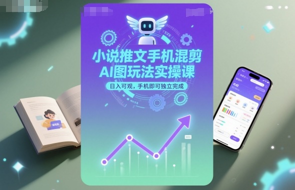 小说推文手机混剪AI图玩法实操课，日入可观，手机即可独立完成-吾爱自习网