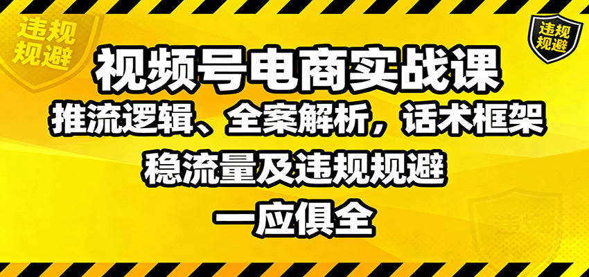 视频号电商实战课:推流逻辑、全案解析,话术框架,稳流量及违规规避等-吾爱自习网