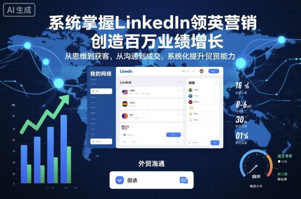 系统掌握LinkedIn领英营销，创造百万业绩增长，从思维到获客，从沟通到成交，系统化提升外贸能力-吾爱自习网