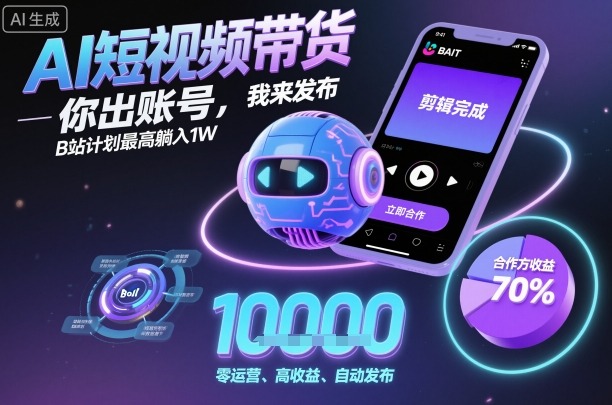 AI短视频带货，你出账号，我来发布，B站计划最高躺入1W【揭秘】-吾爱自习网