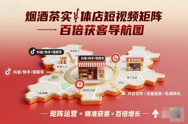 烟酒茶实体店短视频矩阵百倍获客导航图-吾爱自习网