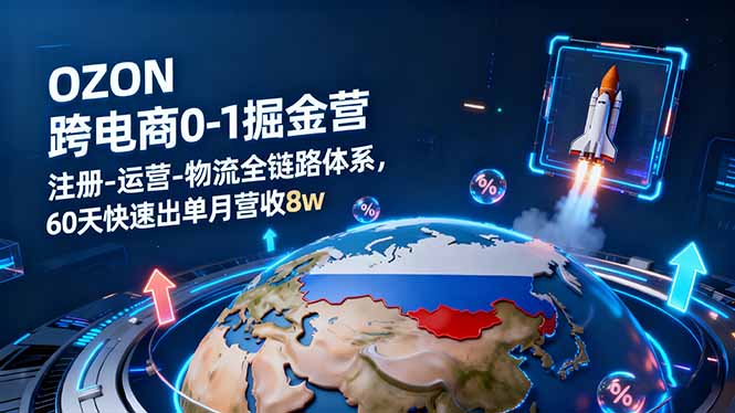 OZON跨境电商0-1掘金营：注册-运营-物流全链路体系，60天快速出单月营收8w-吾爱自习网