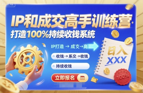 带你成为IP和成交高手的训练营，打造100%持续收钱系统-吾爱自习网