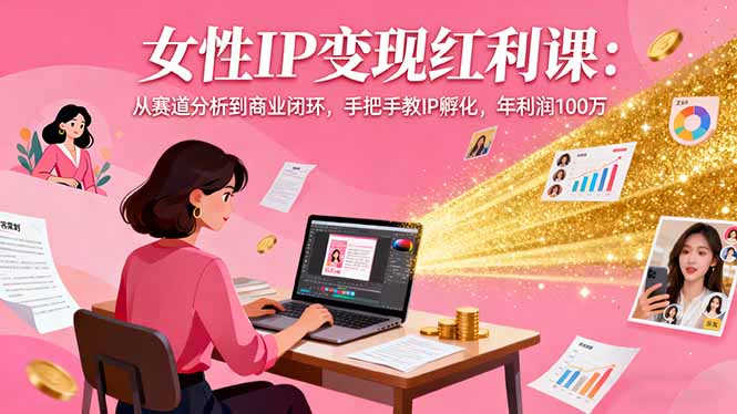 女性IP变现红利课：从赛道分析到商业闭环，手把手教IP孵化，年利润100万-吾爱自习网