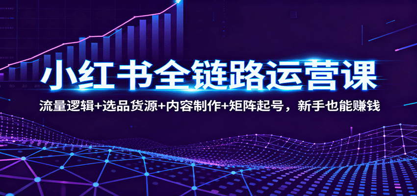 小红书全链路运营课:流量逻辑+选品货源+内容制作+矩阵起号,新手也能赚钱-吾爱自习网