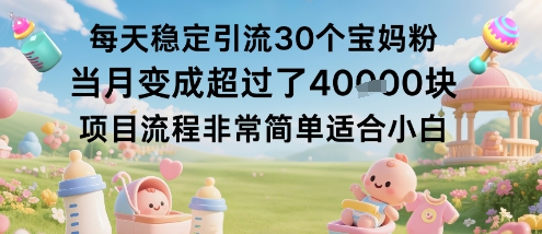 每天稳定引流30个宝妈粉当月变成超过了1W+项目流程非常简单适合小白-吾爱自习网