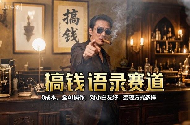 搞钱语录赛道，0成本，全AI操作，对小白友好，变现方式多样-吾爱自习网