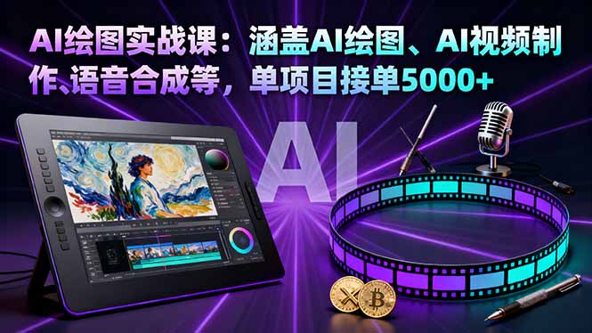 AI绘图实战课：涵盖AI绘图、AI视频制作、语音合成等，单项目接单5000+-吾爱自习网