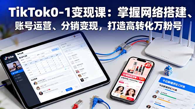 TikTok0-1变现课：掌握网络搭建、账号运营、分销变现，打造高转化万粉号-吾爱自习网