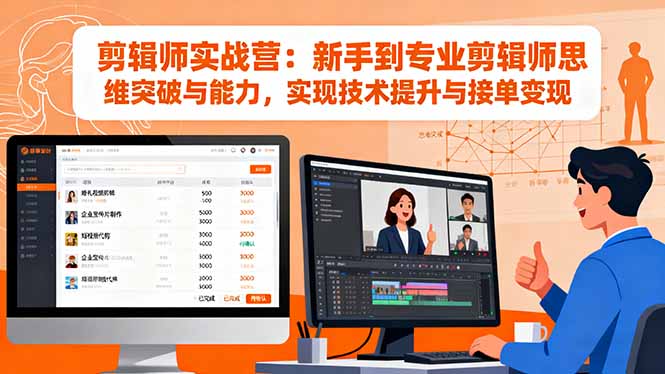 剪辑师实战营：新手到专业剪辑师思维突破与能力，实现技术提升与接单变现-吾爱自习网