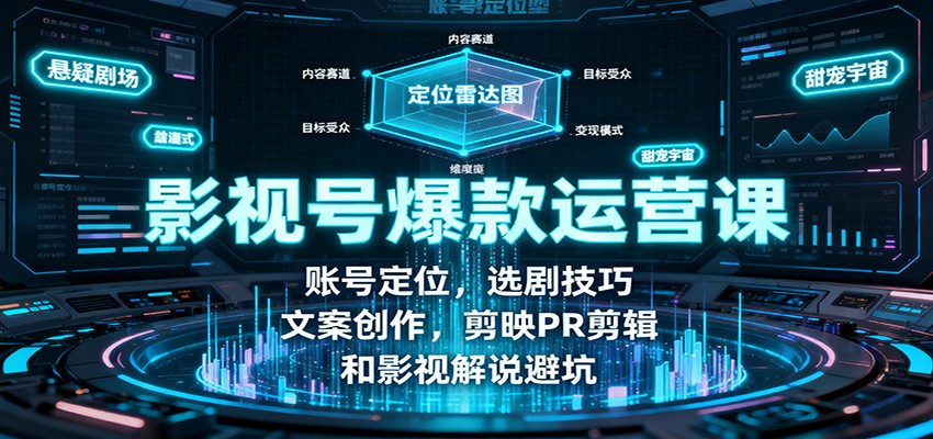 影视号爆款运营课:账号定位,选剧技巧,文案创作,剪映PR剪辑和影视解说避坑-吾爱自习网