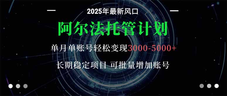 阿尔法托管计划 单账号月入3000-5000，长期稳定项目，新手小白轻松上手。-吾爱自习网
