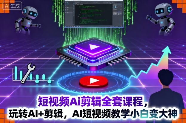 短视频Ai剪辑全套课程，玩转AI+剪辑，AI短视频教学小白变大神-吾爱自习网