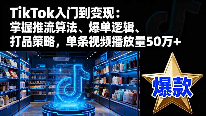 TikTok入门到变现:掌握推流算法、爆单逻辑、打品策略,单条视频播放量50w-吾爱自习网