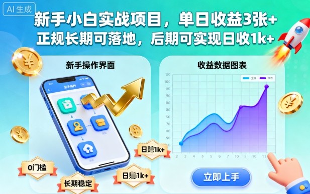 新手小白实战项目,单日收益3张+,正规长期可落地,后期可实现日收1k+【揭秘】-吾爱自习网