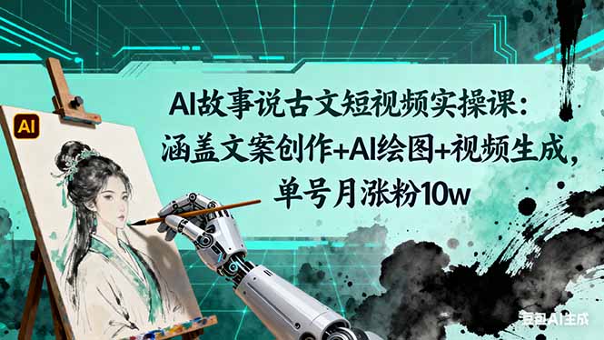 AI故事说古文短视频实操课:涵盖文案创作+AI绘图+视频生成,单号月涨粉10w-吾爱自习网