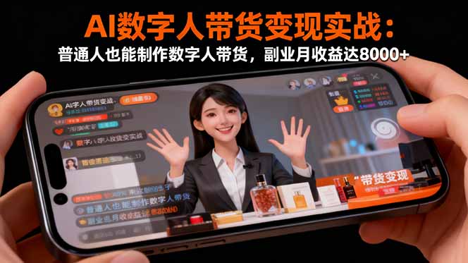 AI数字人带货变现实战:普通人也能制作数字人带货,副业月收益达8000+-吾爱自习网