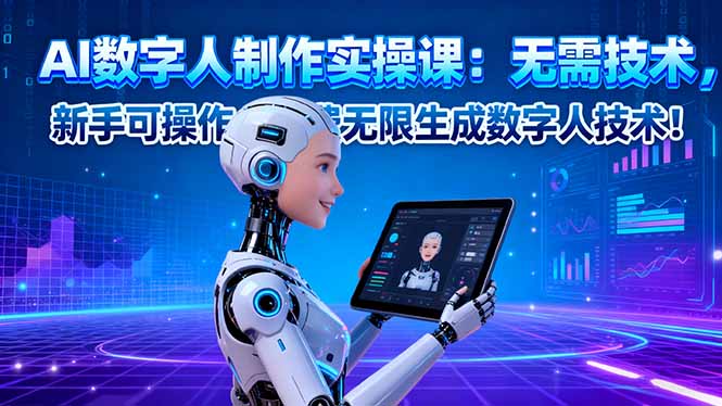 AI数字人制作实操课:无需技术,新手可操作,免费无限生成数字人技术!-吾爱自习网