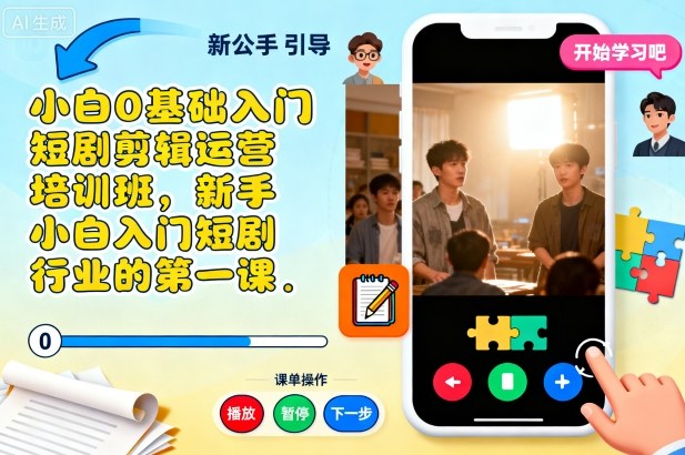 小白0基础入门短剧剪辑运营培训班,新手小白入门短剧行业的第一课-吾爱自习网