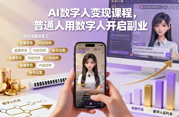 AI数字人变现课程,普通人用数字人开启副业-吾爱自习网