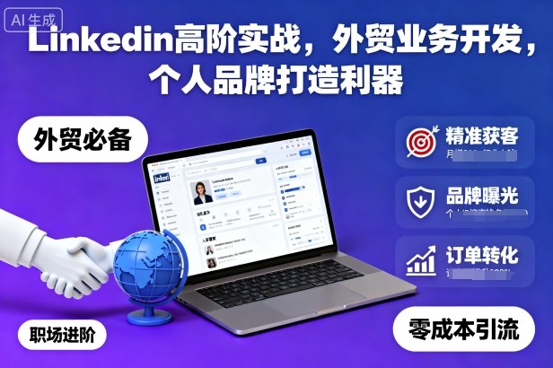 Linkedin高阶实战,外贸业务开发,个人品牌打造利器-吾爱自习网