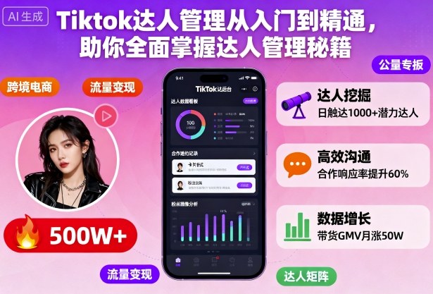 Tiktok达人管理从入门到精通,助你全面掌握达人管理秘籍-吾爱自习网