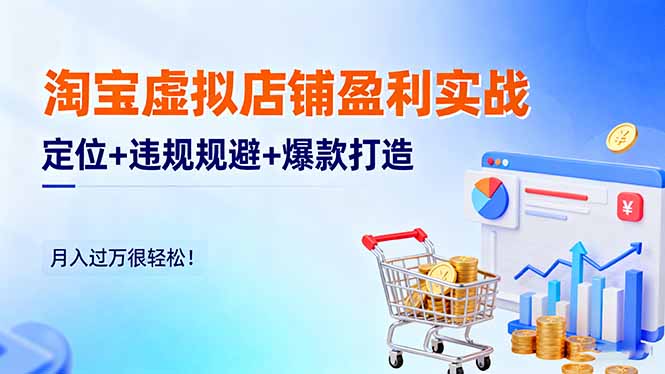 淘宝虚拟店铺盈利实战：定位+违规规避+爆款打造，月入过万很轻松！-吾爱自习网