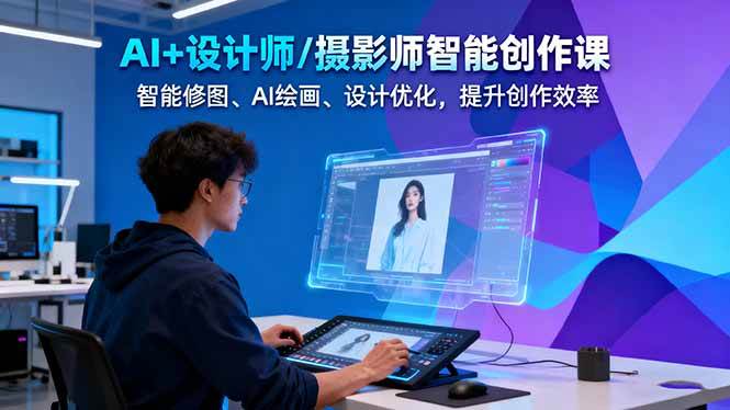 AI+设计师/摄影师智能创作课:智能修图、AI绘画、设计优化,提升创作效率-吾爱自习网