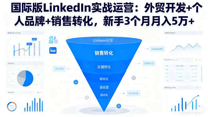 国际版LinkedIn实战运营:外贸开发+个人品牌+销售转化,新手3个月月入5万+-吾爱自习网