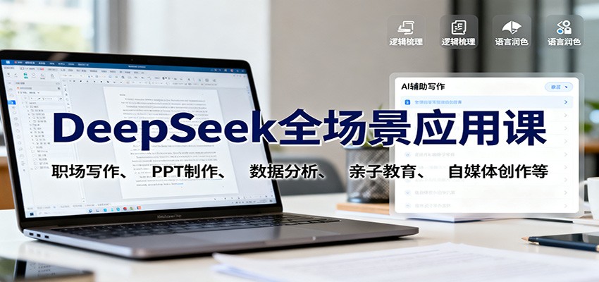 DeepSeek全场景应用课：职场写作、 PPT制作、数据分析、亲子教育、自媒体创作等-吾爱自习网