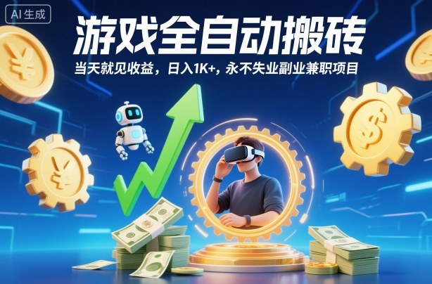 游戏全自动搬砖,当天就见收益,日入1K+,永不失业副业兼职项目【揭秘】-吾爱自习网