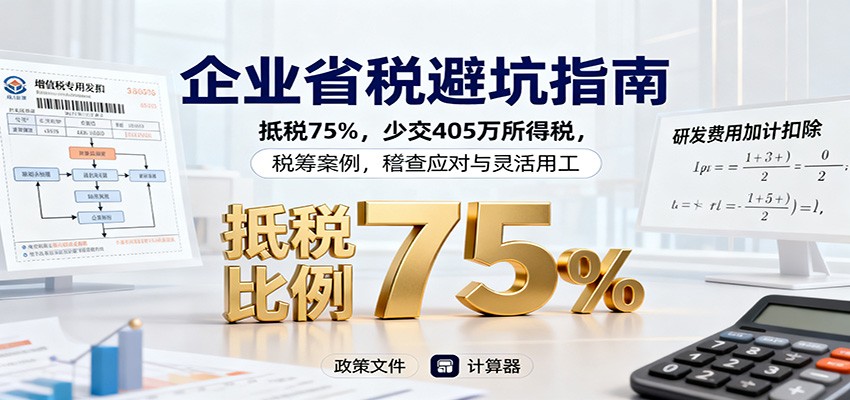 企业省税避坑指南：抵税75%，少交405万所得税，税筹案例，稽查应对与灵活用工-吾爱自习网