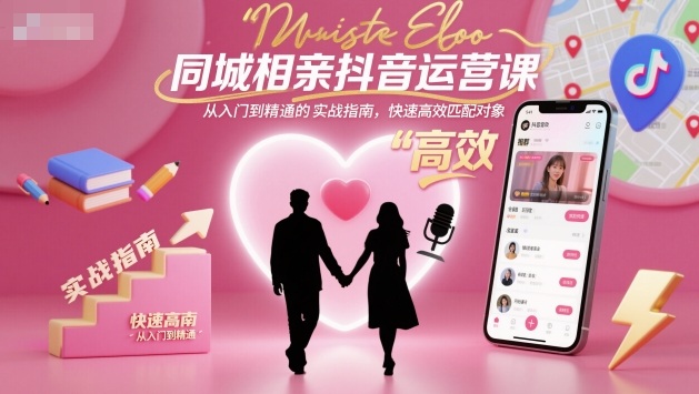 同城相亲抖音运营课,从入门到精通的实战指南,快速高效匹配对象-吾爱自习网