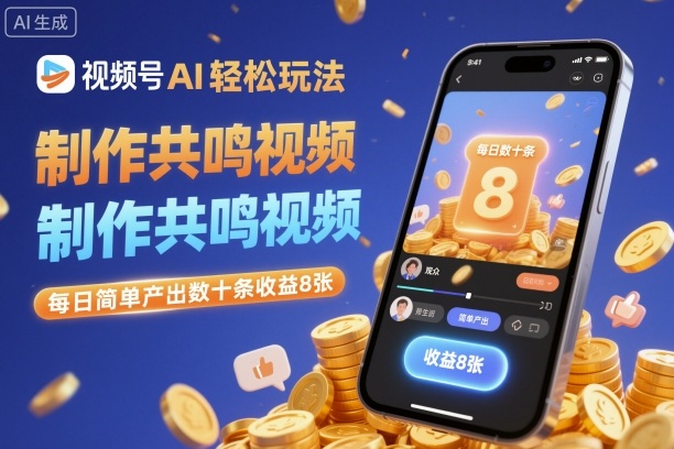 视频号AI轻松玩法,制作共鸣视频,每日简单产出数十条收益8张-吾爱自习网
