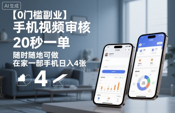 【0门槛副业】手机视频审核，20秒一单，随时随地可做，在家一部手机日入4张【揭秘】-吾爱自习网