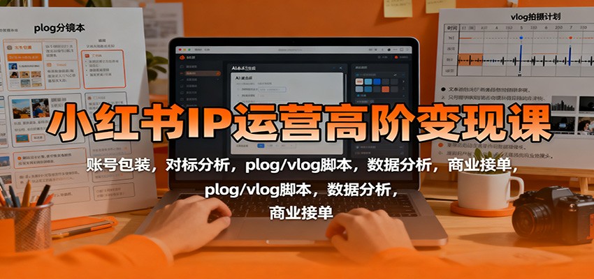 小红书IP运营高阶变现课：账号包装，对标分析，plog/vlog脚本，数据分析，商业接单-吾爱自习网