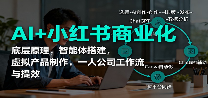 AI+小红书商业化，底层原理，智能体搭建，虚拟产品制作，一人公司工作流与提效-吾爱自习网