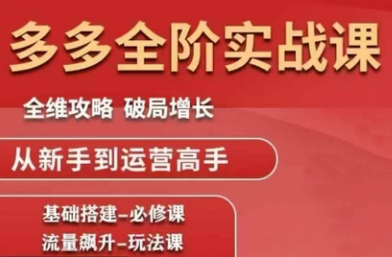 大炮·拼多多全阶实战课程(更新10月)-吾爱自习网