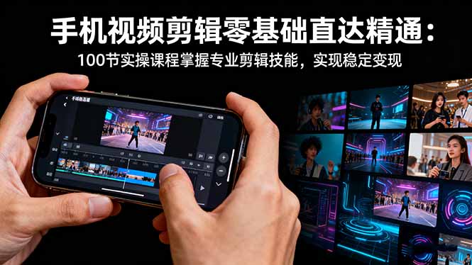 手机视频剪辑零基础直达精通：100节实操课程掌握专业剪辑技能，实现稳...-吾爱自习网