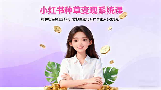 小红书种草变现系统课：打造吸金种草账号，实现单账号月广告收入3-5万元-吾爱自习网