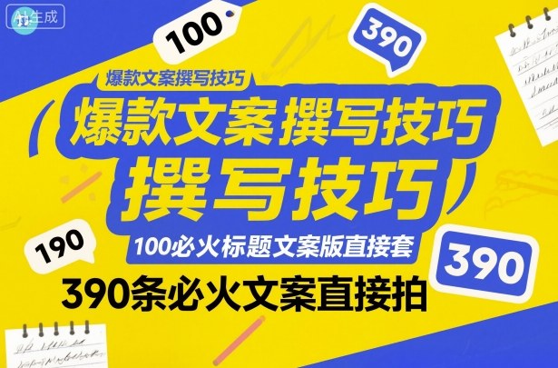 爆款文案撰写技巧，100个必火标题文案模版直接套，390条必火文案直接拍-吾爱自习网