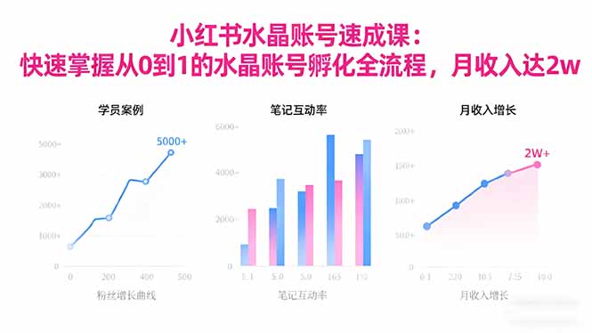2025小红书水晶账号速成课：快速掌握从0-1水晶账号孵化全流程，月收入达2w-吾爱自习网